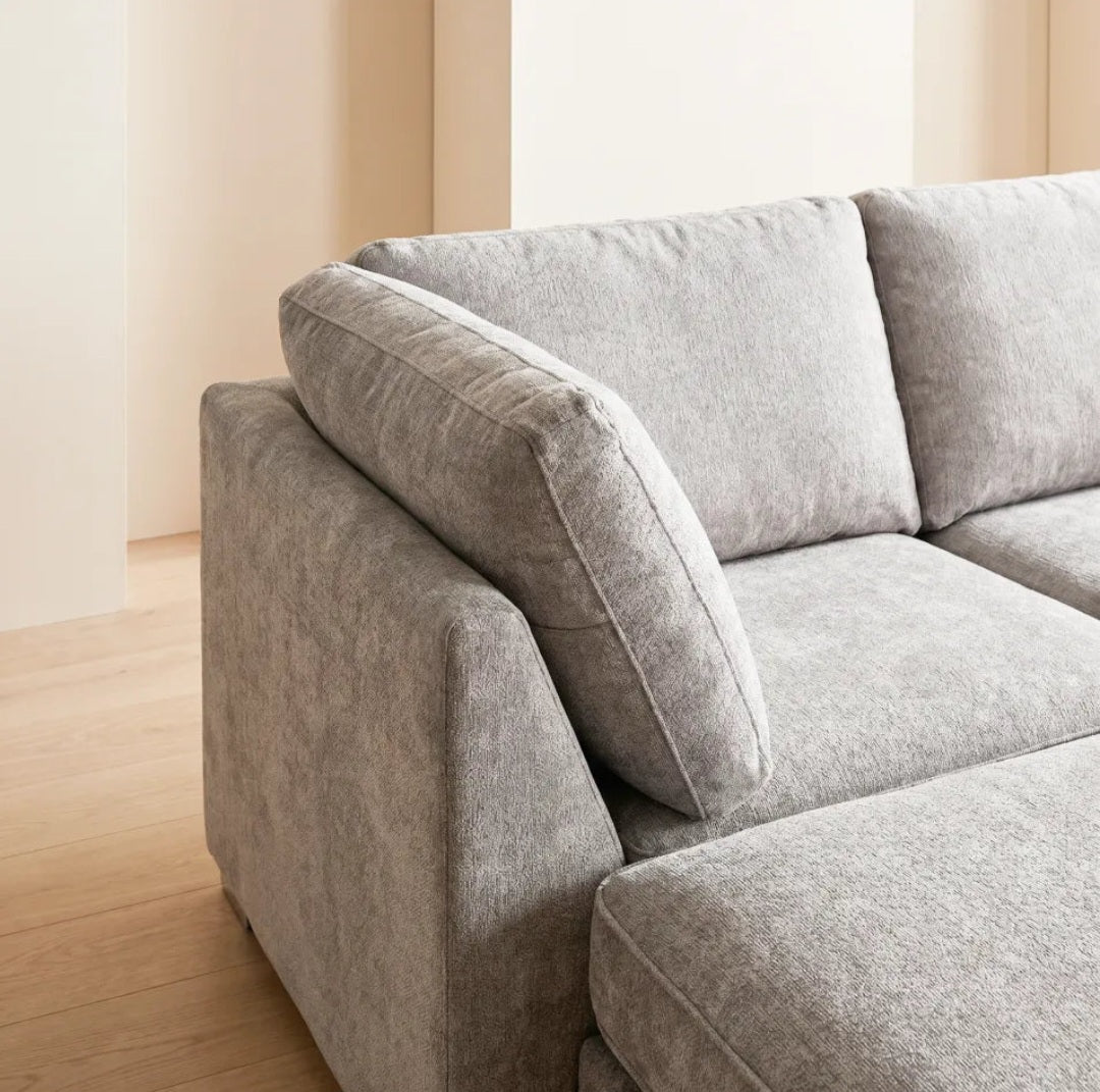Bishop Silver Alska Fabric U Shaped High Back Corner Sofa