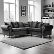 Olympia Grey  Plush Velvet Fabric 5 Seater Corner Sofa