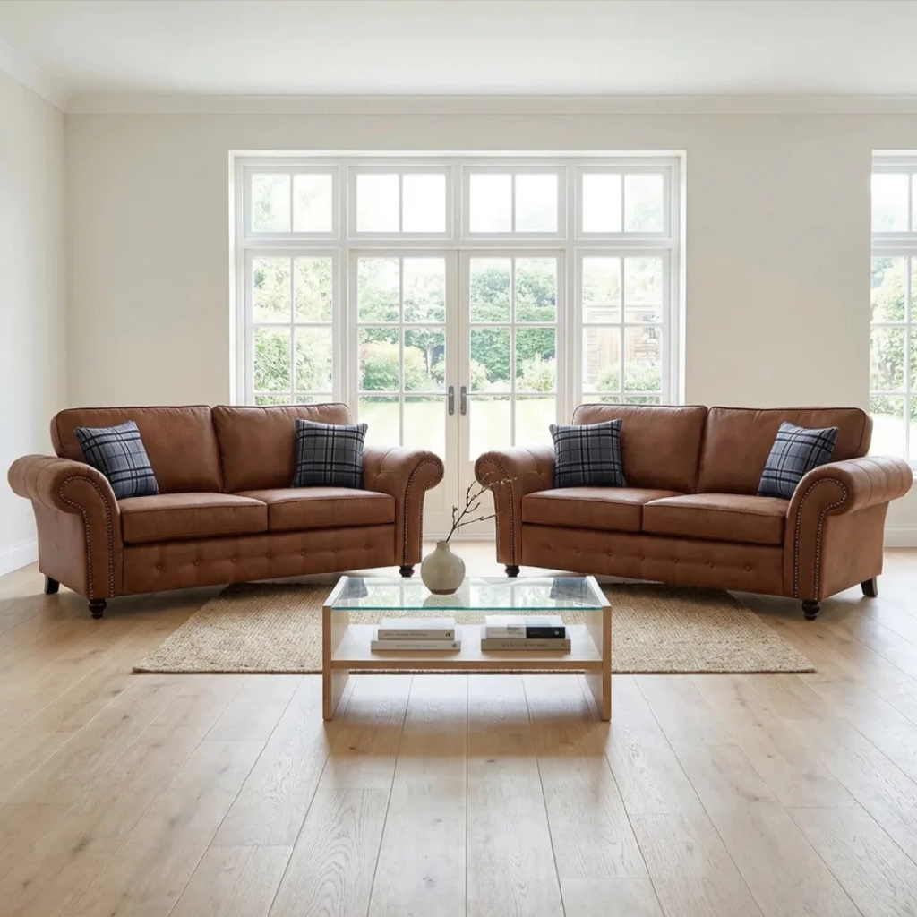 Uppingham Tan Suede 3 + 2 Sofa Set