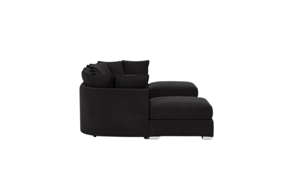 Hampton Black Ferando Fabric Scatterback U Shape Sofa