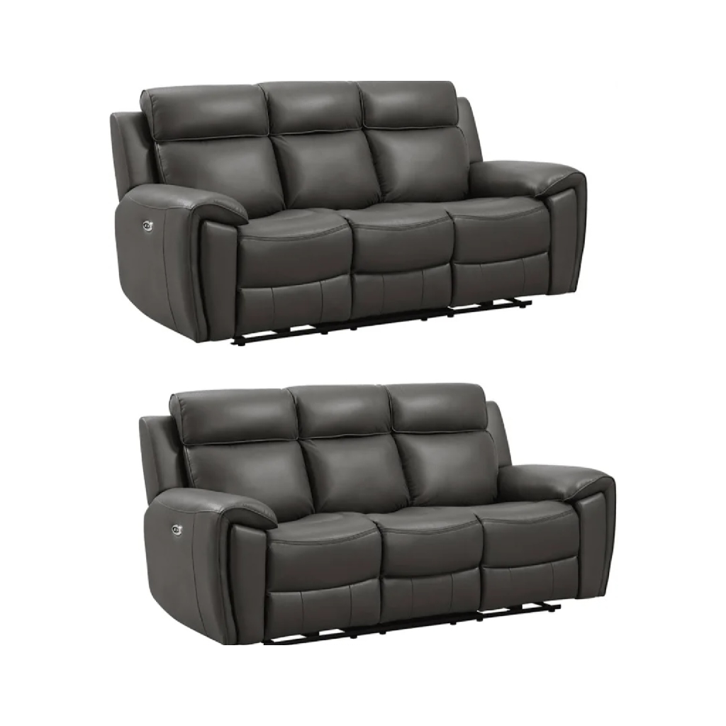 Annecy Genuine Leather Grey Electric Power Recliner 3+2 Seater Set