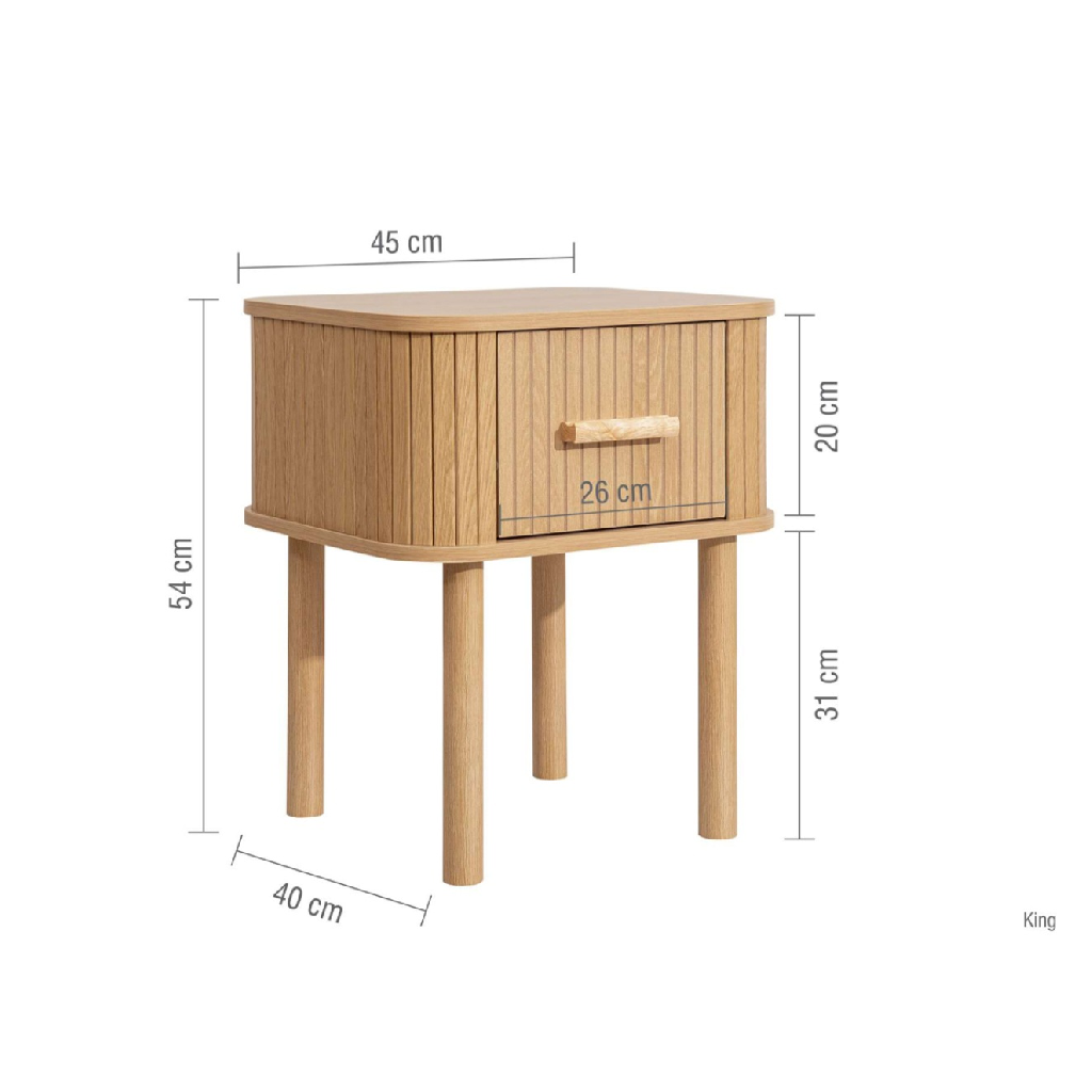 Axminster 4 Piece Oak Fluted Bedroom Furniture Set