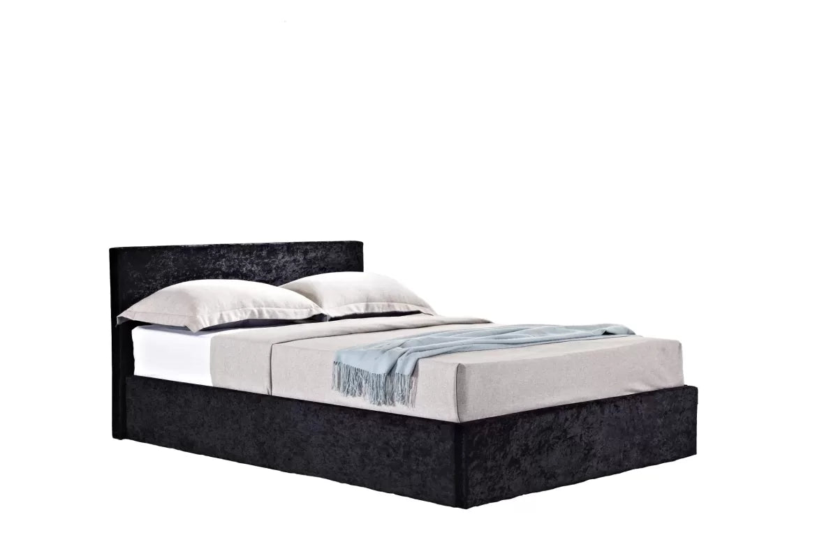 Bonn Berlin Ottoman Black Crushed Velvet Single Bed