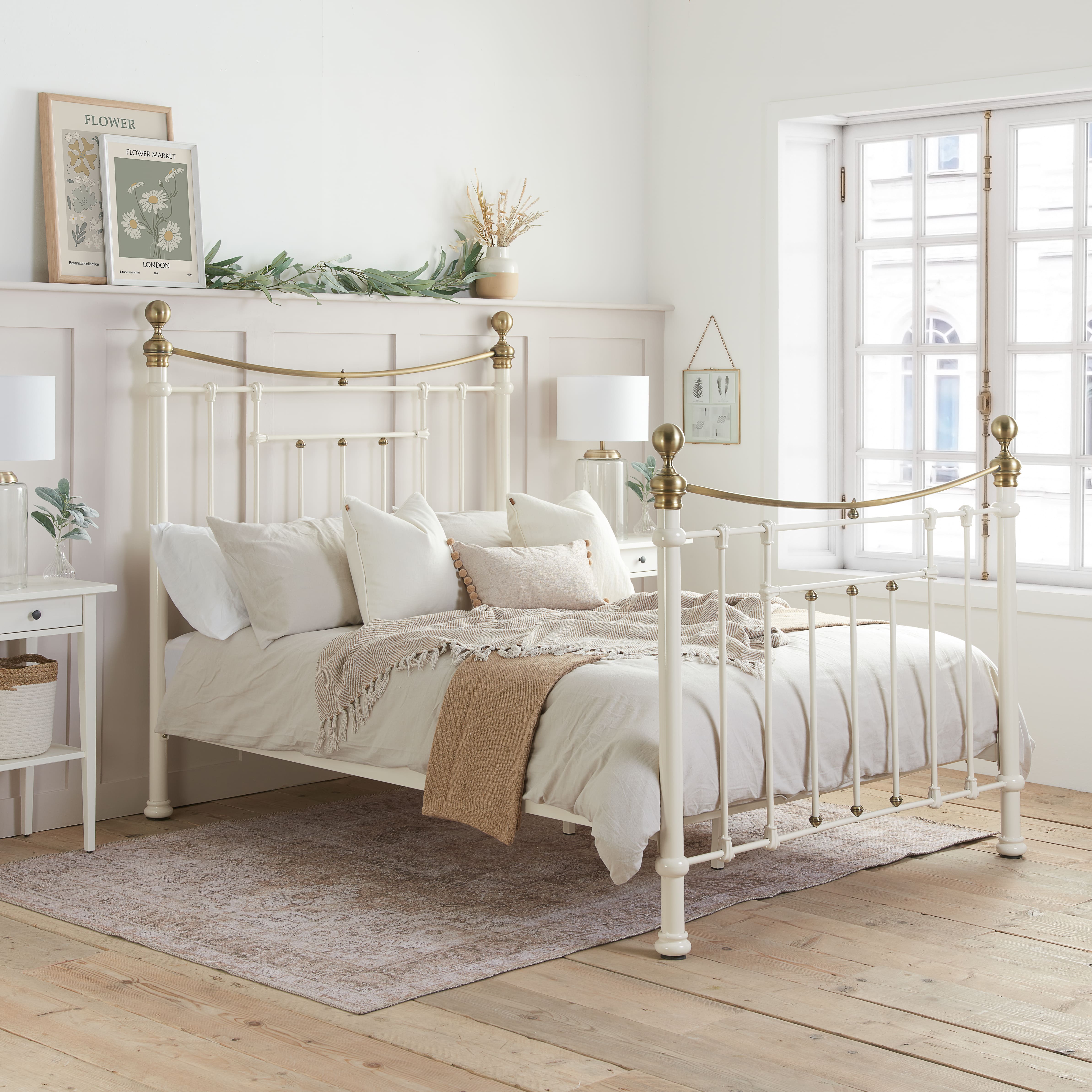 Bronte Cornish  Cream Metal Double Bed + Bliss Double  Mattress