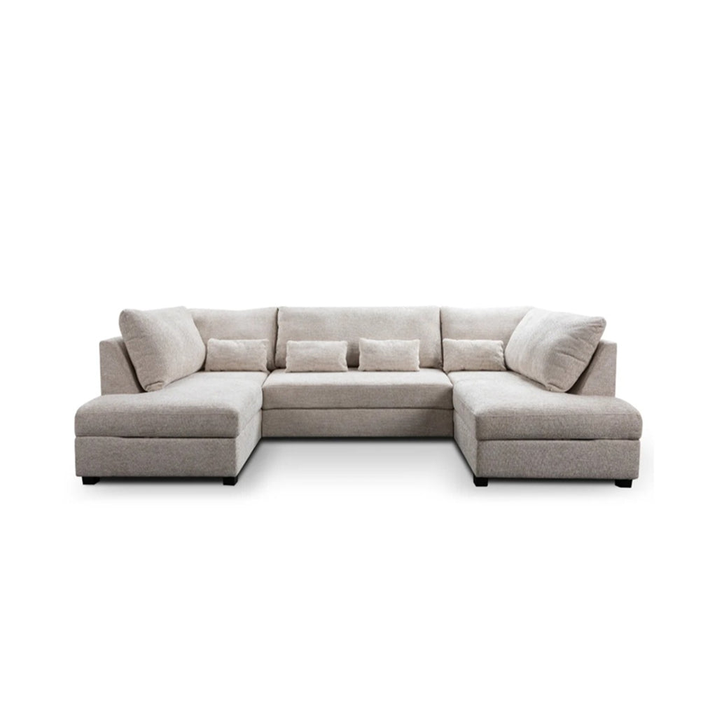 Meriden  Cream Enzo Fabric Storage U-Shape Sofa/Bed