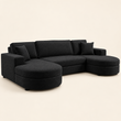 Buckingham Black Enzo Fabric Storage U Shape Sofa/Bed
