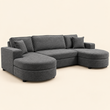 Buckingham Grey Enzo Fabric Storage U Shape Sofa/Bed