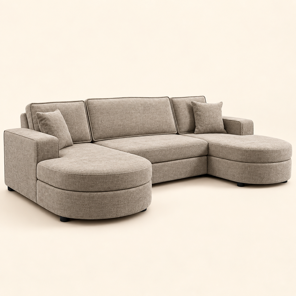 Buckingham Stone Enzo Fabric Storage U Shape Sofa/Bed