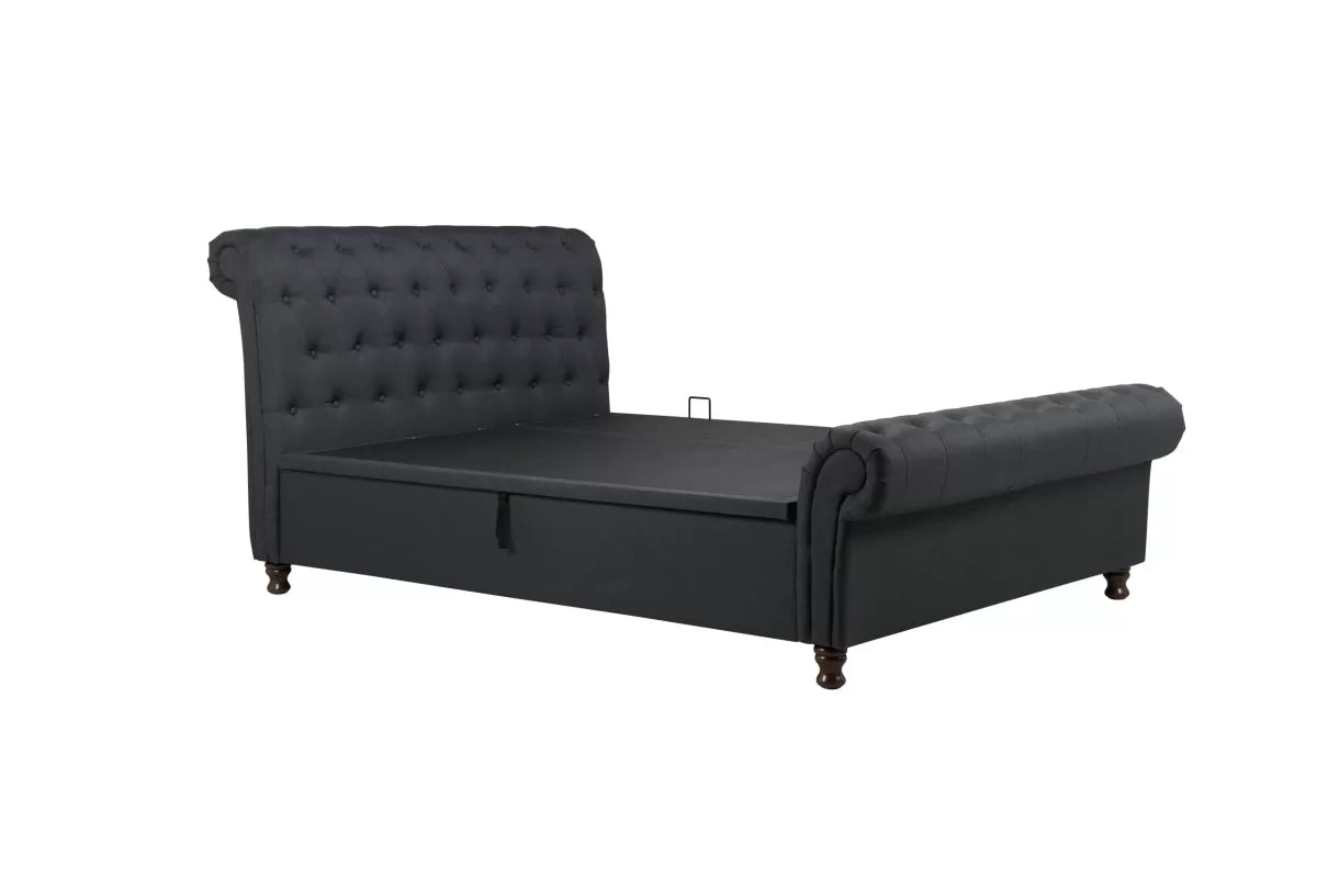 Castello Charcoal  Side Ottoman King  Bed + Bliss King Mattress
