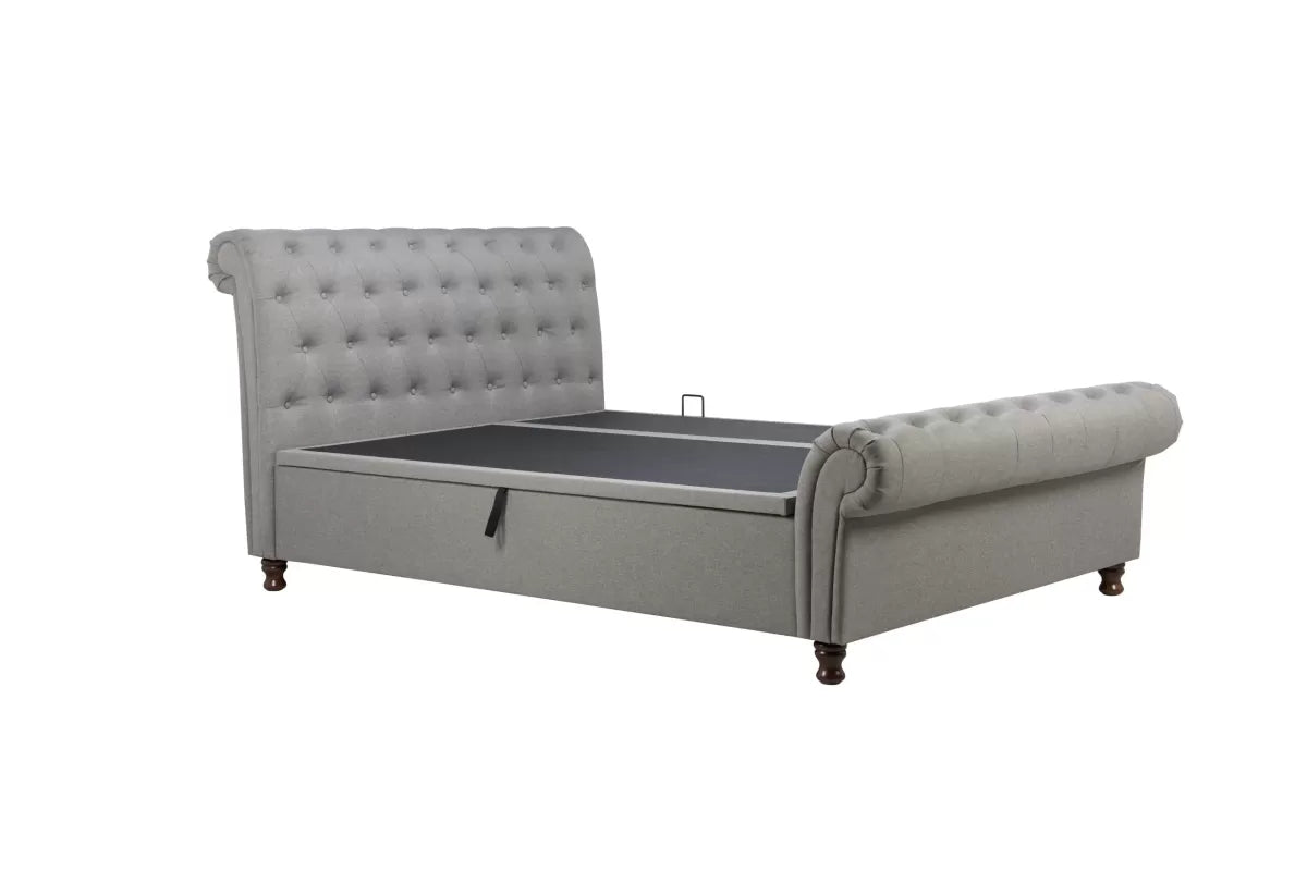 Castello Grey Side Ottoman Double Bed + Bliss Double Mattress
