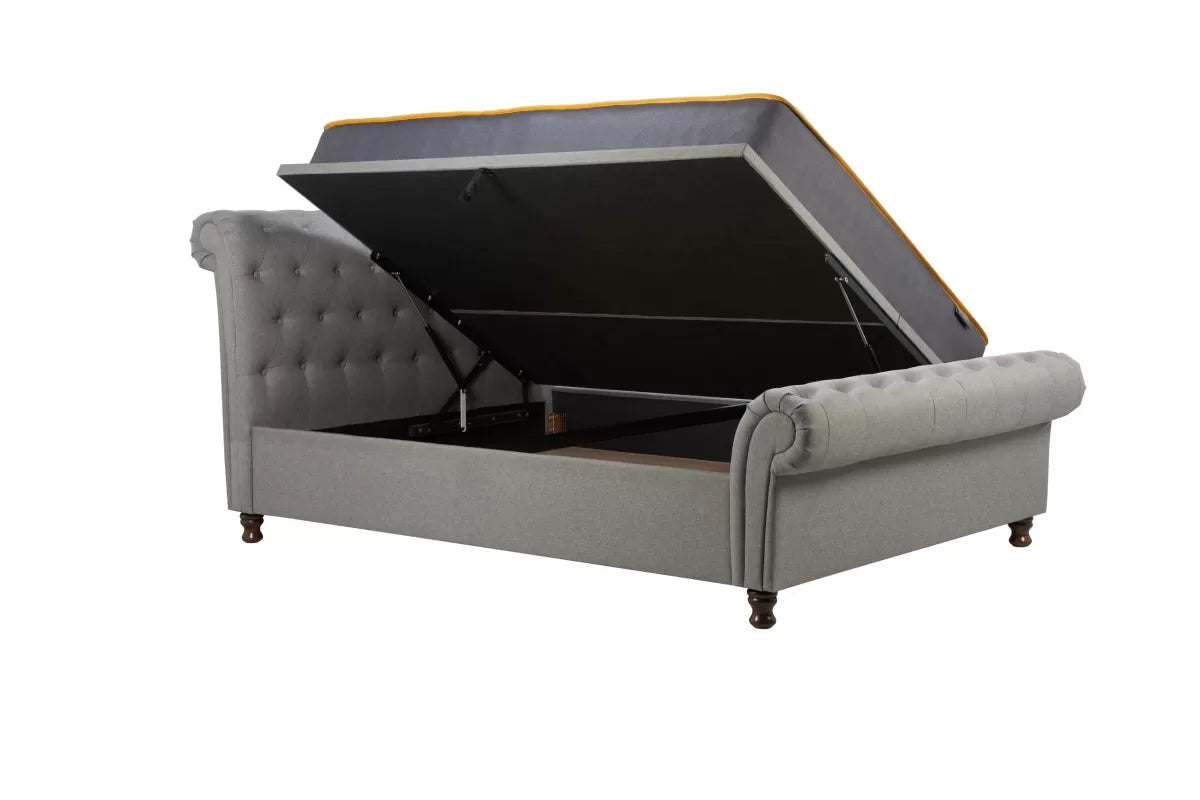 Castello Grey Side Ottoman Double Bed + Bliss Double Mattress