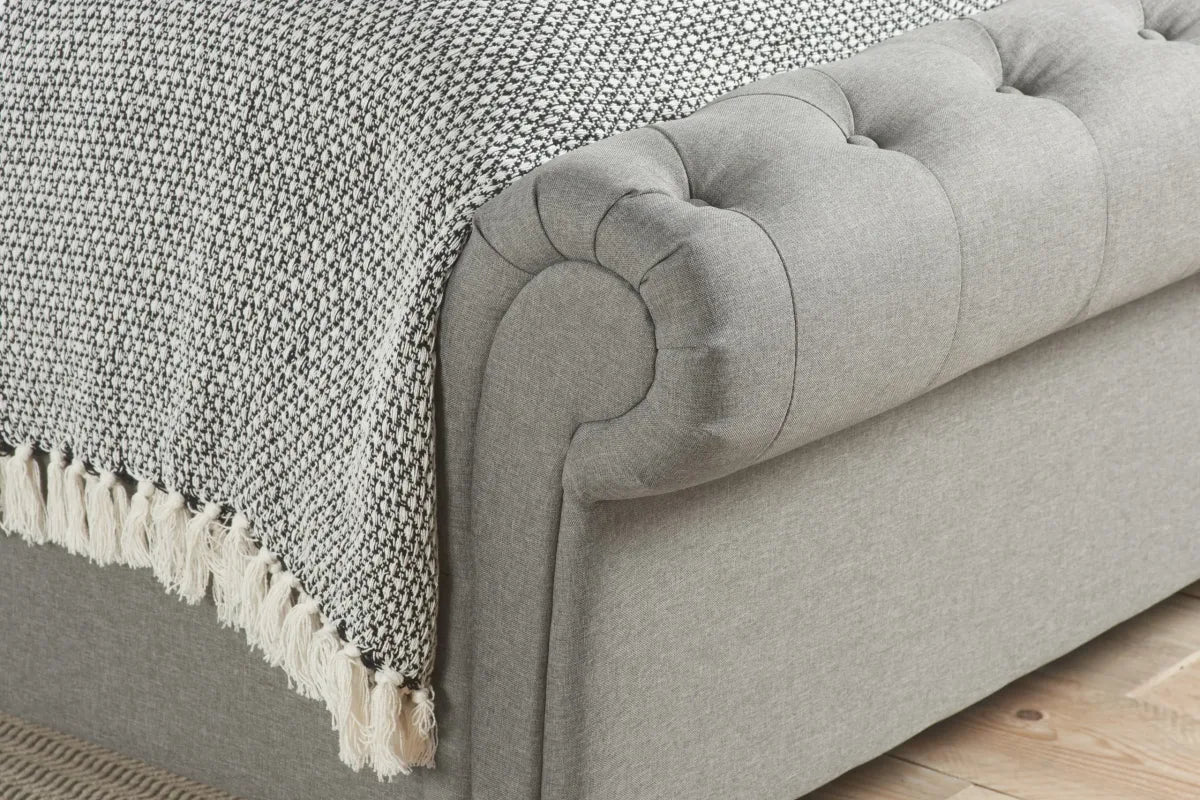 Castello Grey Side Ottoman Double Bed + Bliss Double Mattress