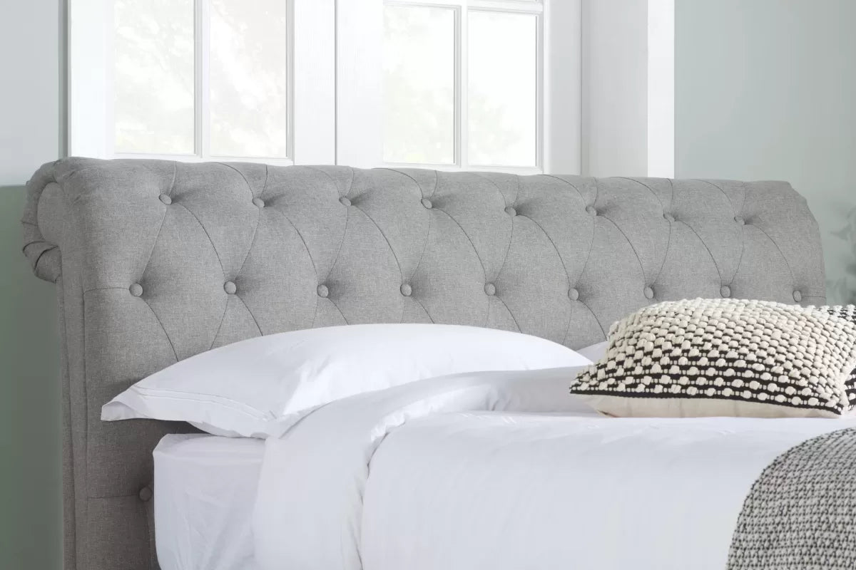 Castello Grey Side Ottoman Double Bed + Bliss Double Mattress