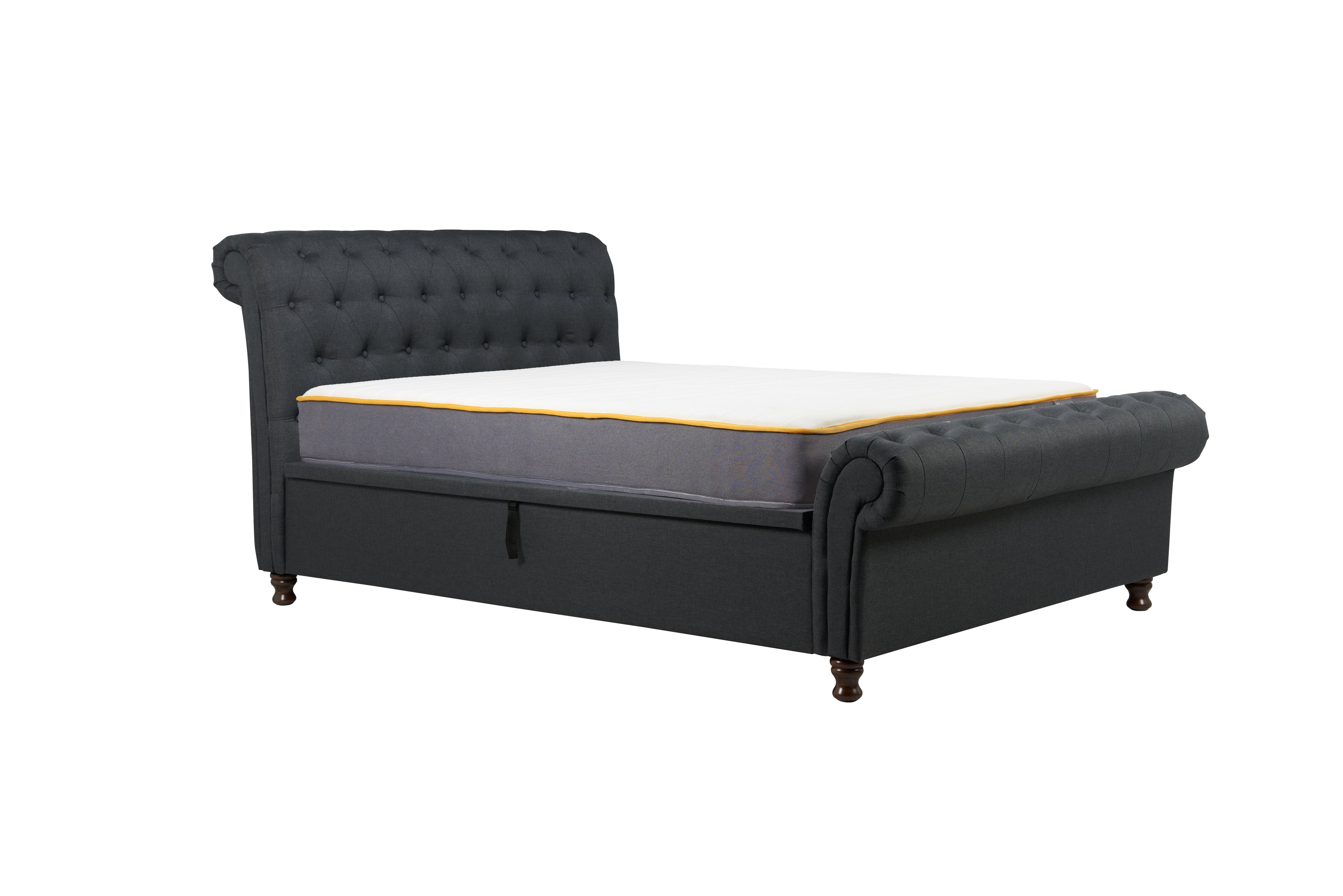 Castello Charcoal   Side Ottoman Super King  Bed