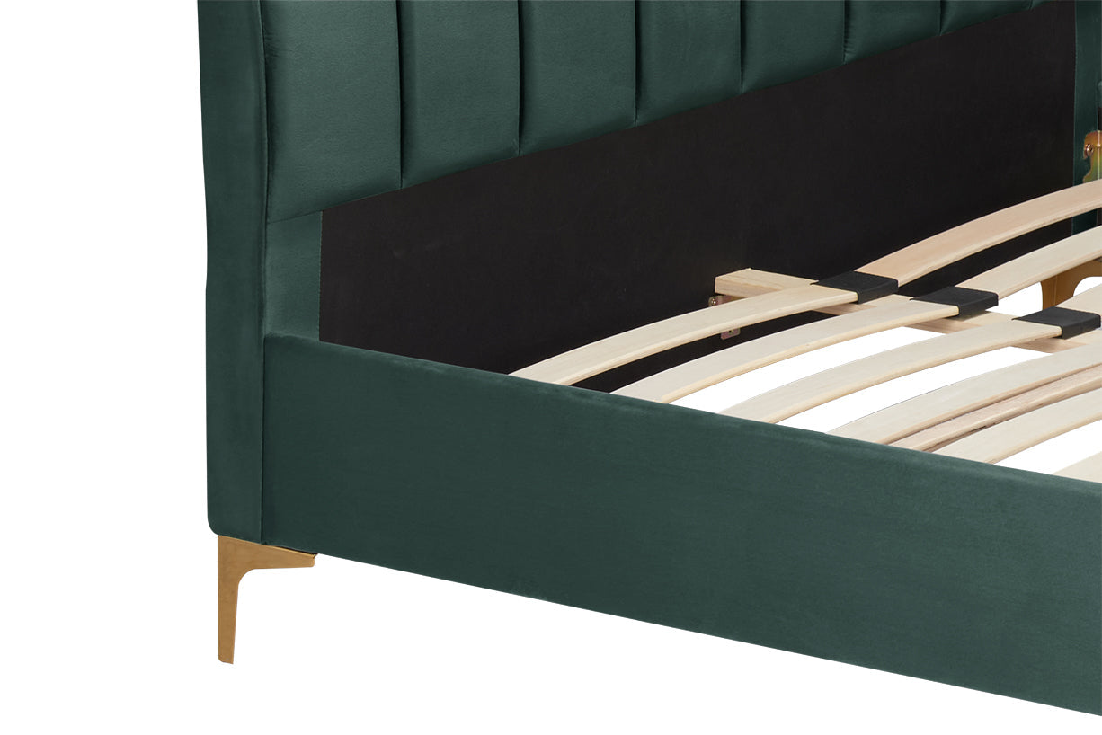 Clover Green Fabric King  Bed + Comfort King Mattress