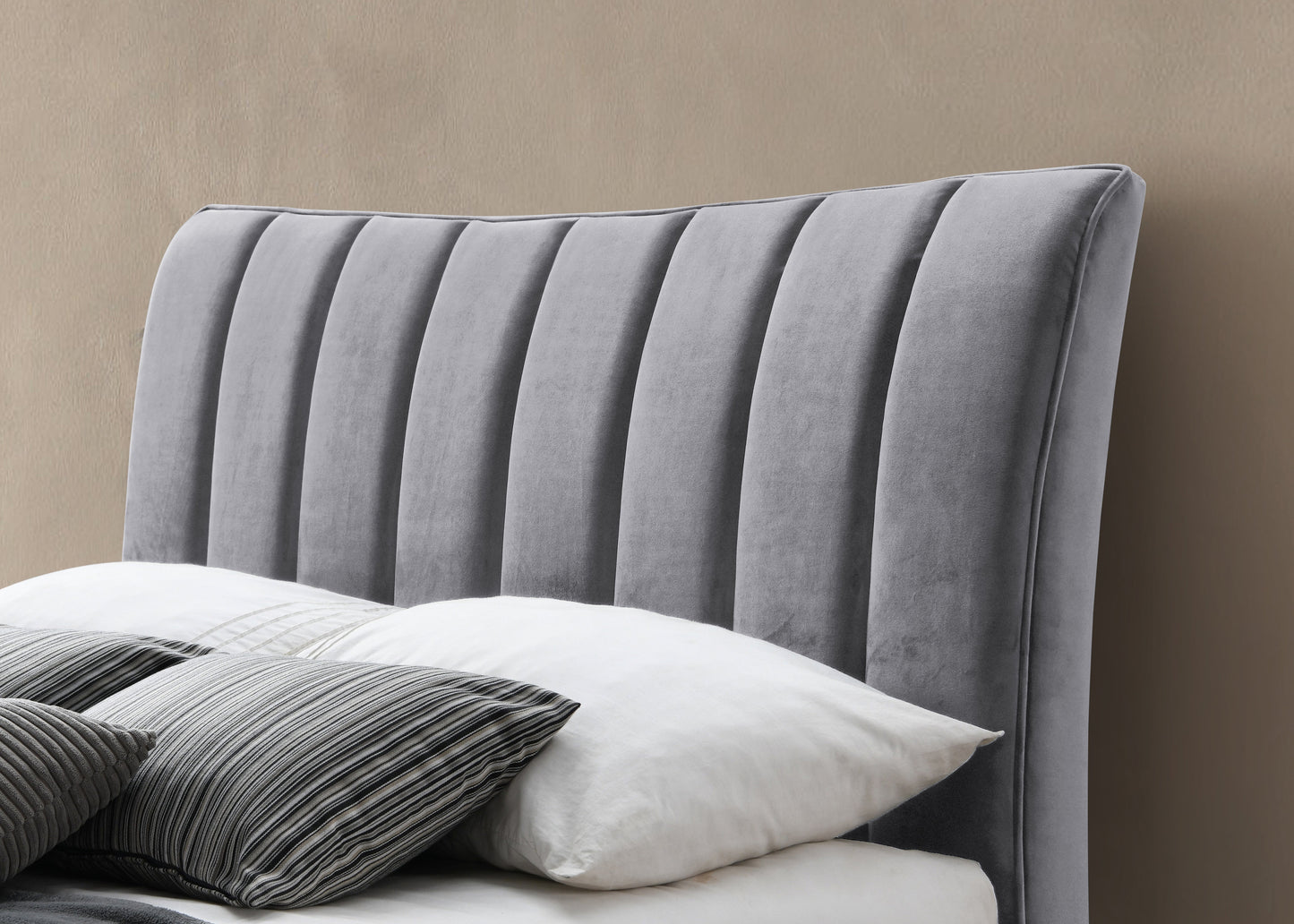 Clover Grey Fabric  King  Bed