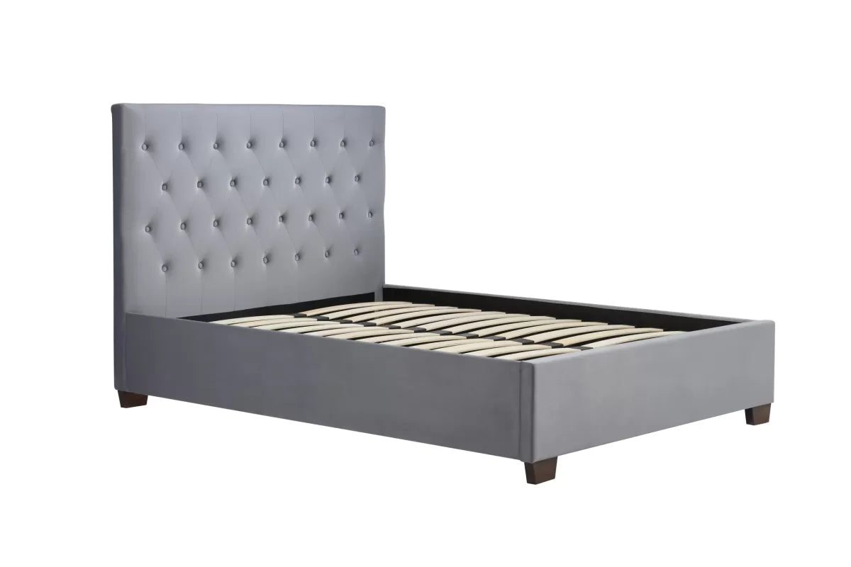 Cologne Grey Fabric Double Bed + Heaven Double Mattress