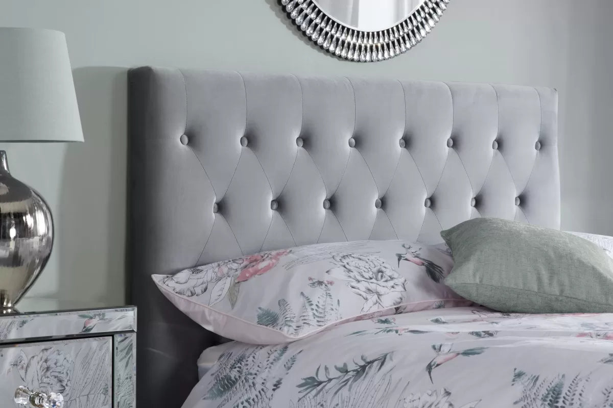 Cologne Grey Fabric Double Bed + Heaven Double Mattress