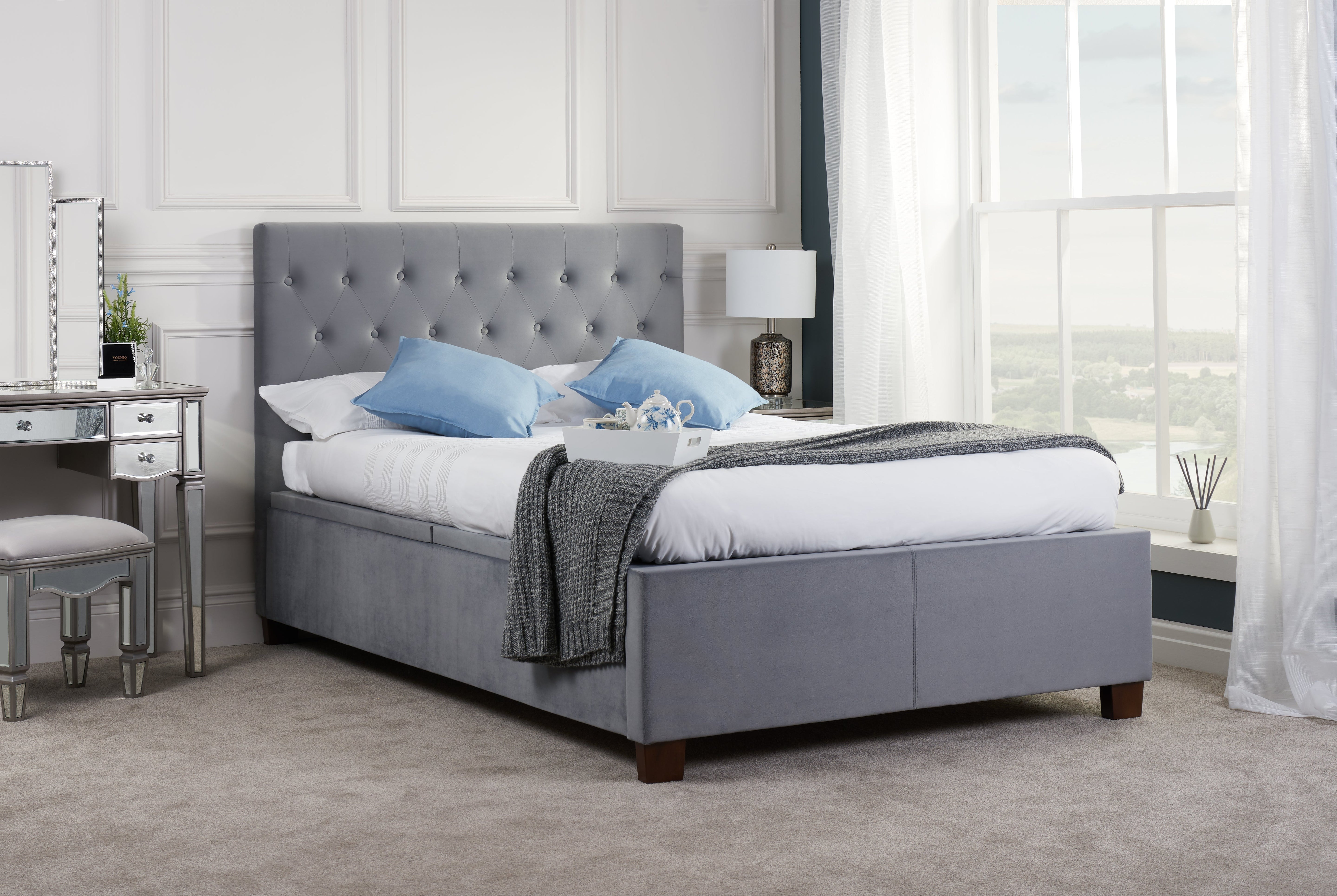 Cologne Grey King Ottoman Bed