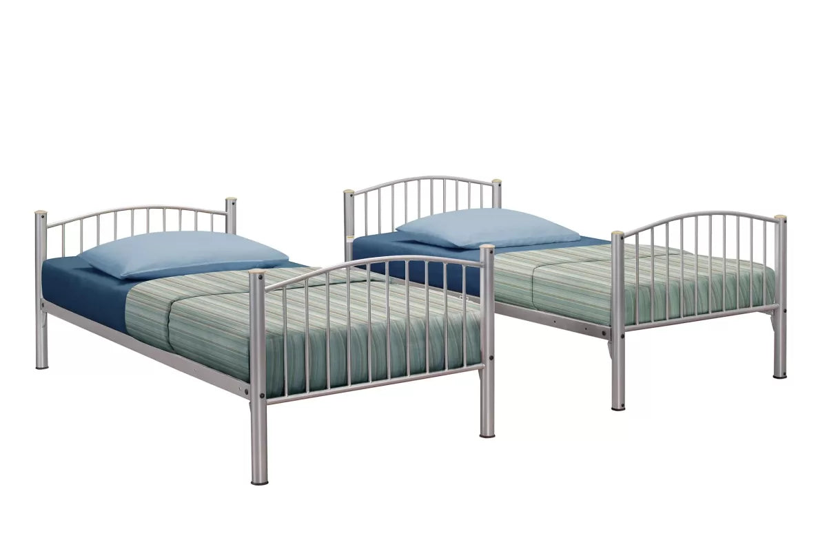 Corfu Silver Metal Bunk Bed + 2 Single Air Mattresses