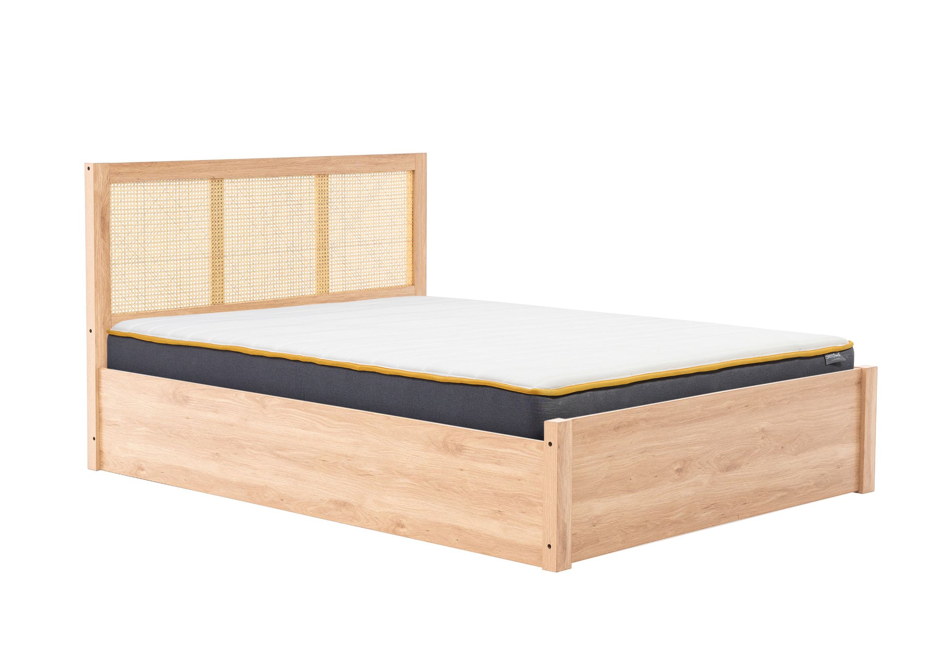 Croxley Oak Ottoman Double Rattan Bed