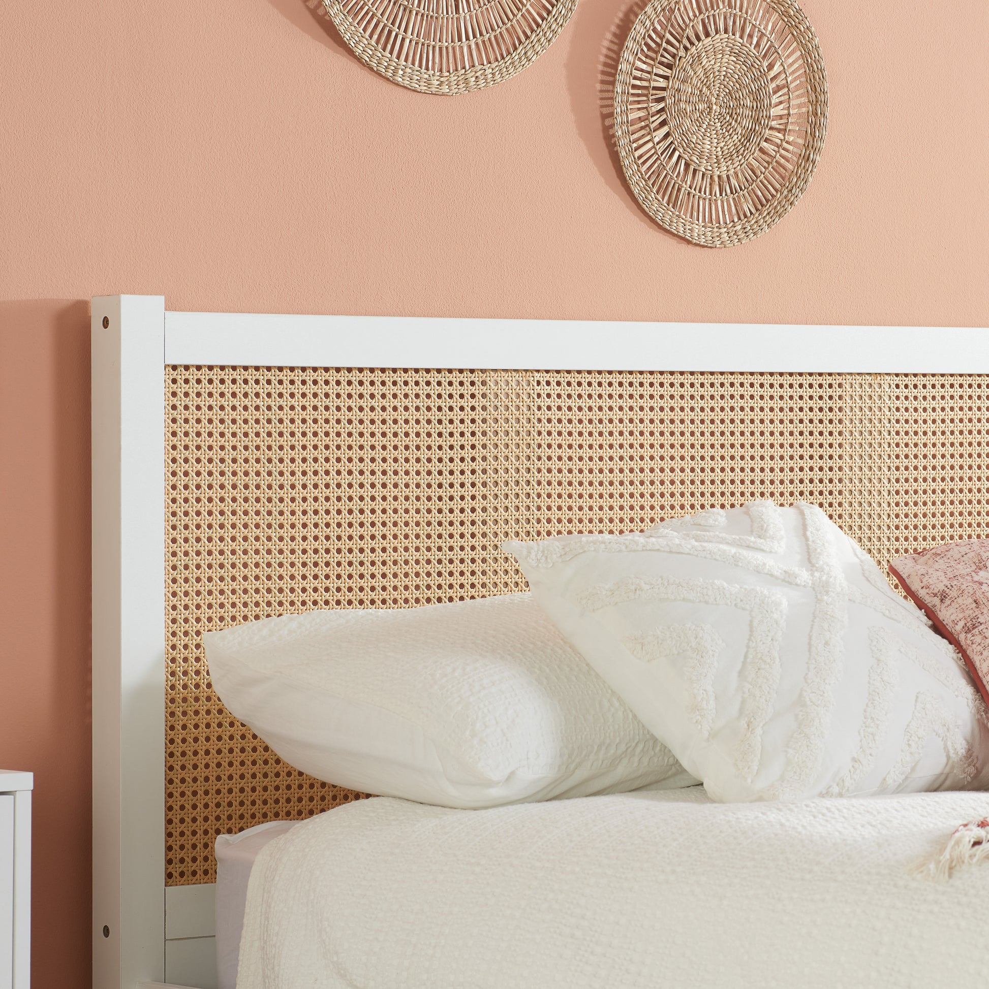 Croxley White Double Rattan Bed