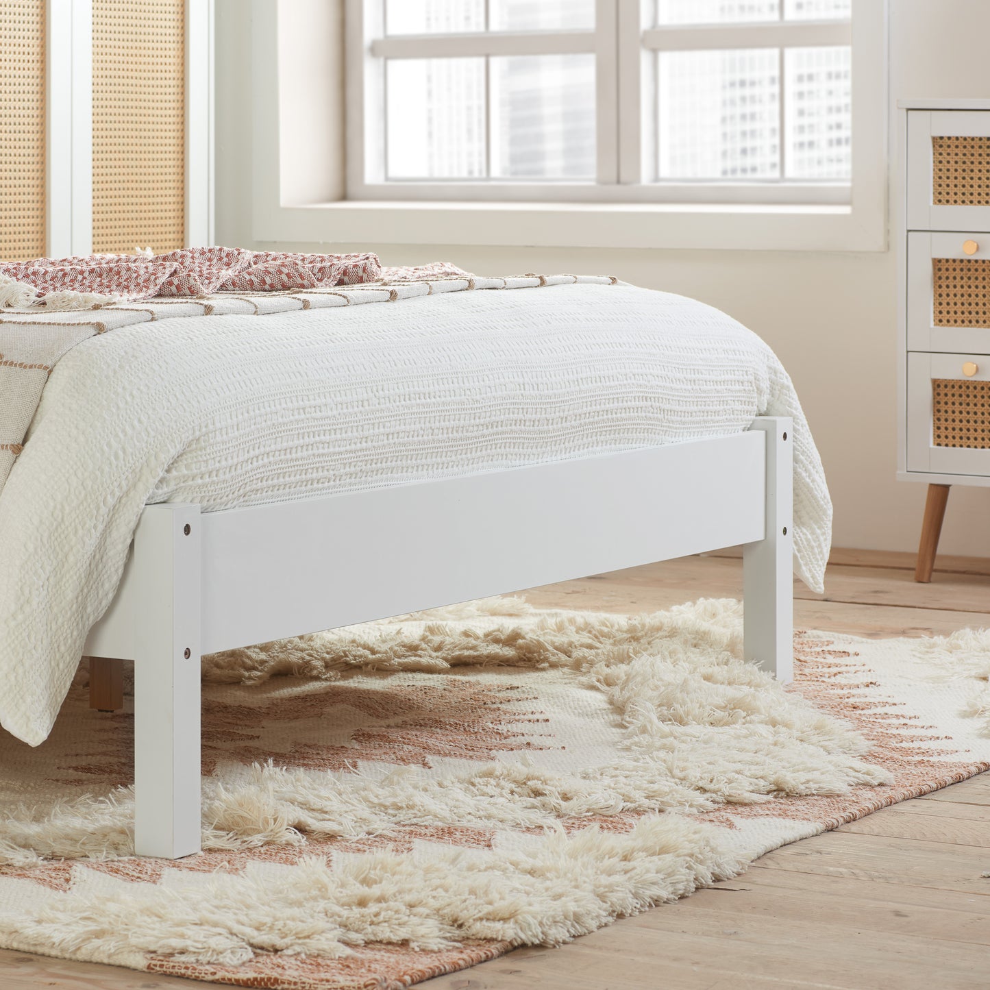 Croxley White Rattan Double Bed+ Heaven Double Mattress