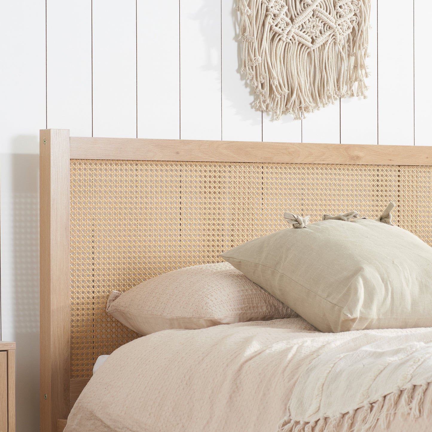 Croxley Oak King Rattan Bed + Heaven King Mattress