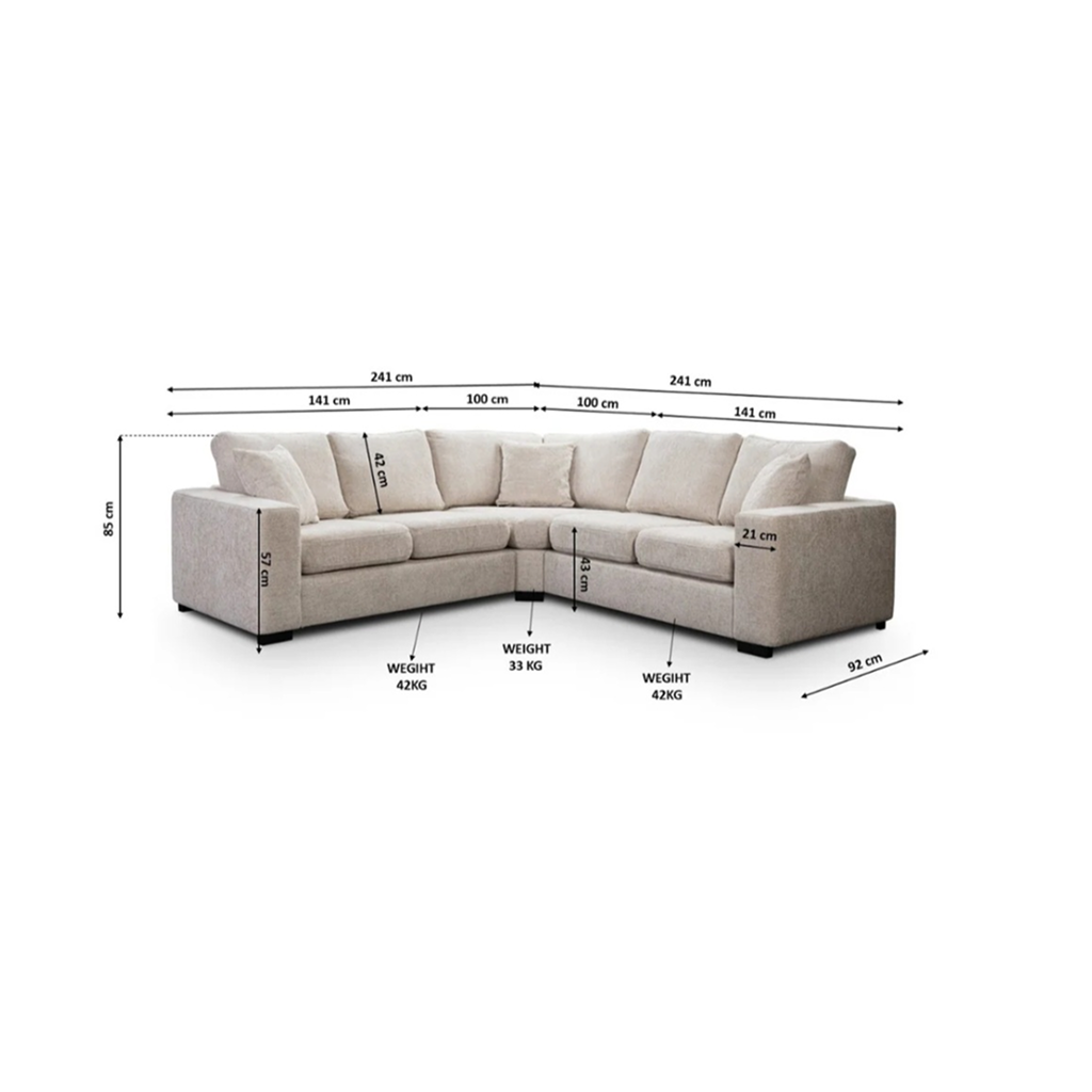 Camila Cream Enzo Fabric 5 Seater Corner Sofa