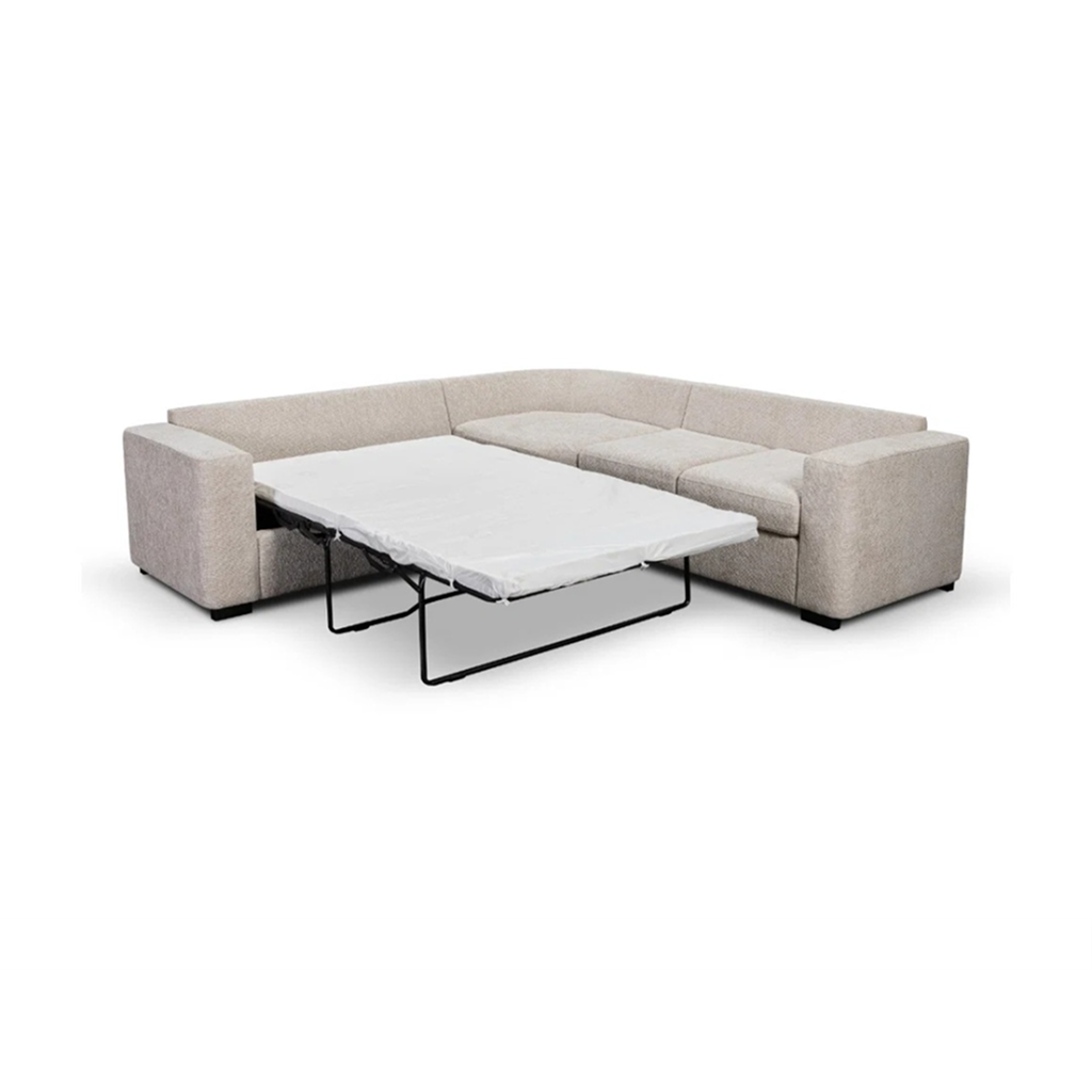 Camila Cream Enzo Fabric Sofa Bed - Corner 5 Seater