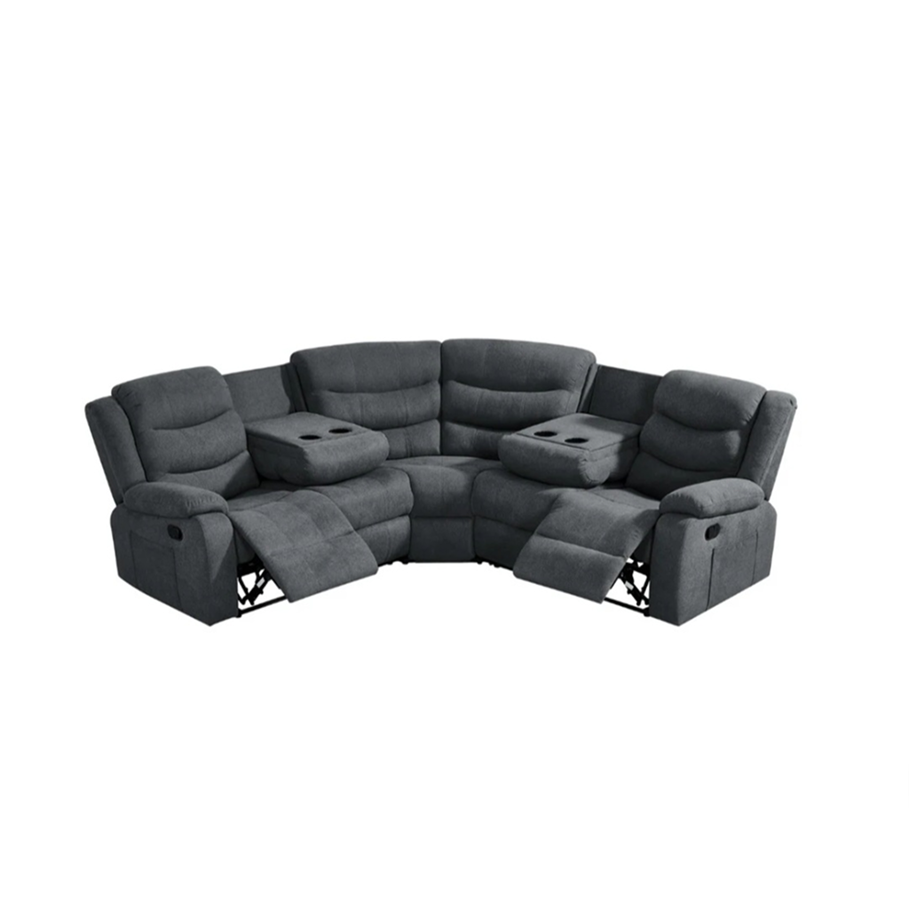 Selina Grey Fabric Manuel Recliner 5 Seater Corner Sofa