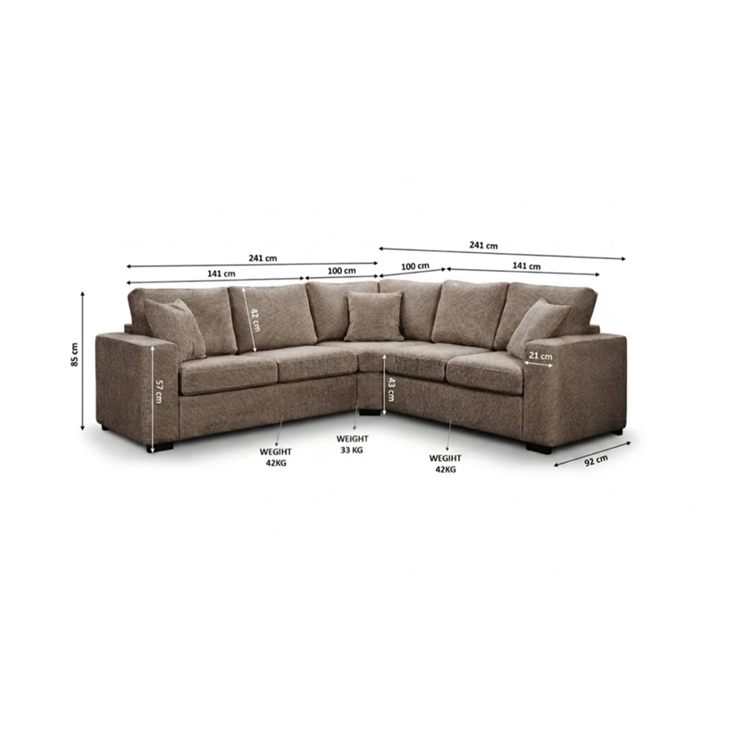 Camila Expresso Enzo Fabric 5 Seater Corner Sofa