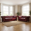 Chesterfield Red Leather Antique 3+2 Seater Sofa Set