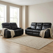 Cinema Black Electric Leather 3+2 Seater Recliner Sofa Set With Two Cup Holders