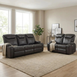 Cinema Grey Electric Leather 3+2 Recliner Sofa Set With Two Cup Holders