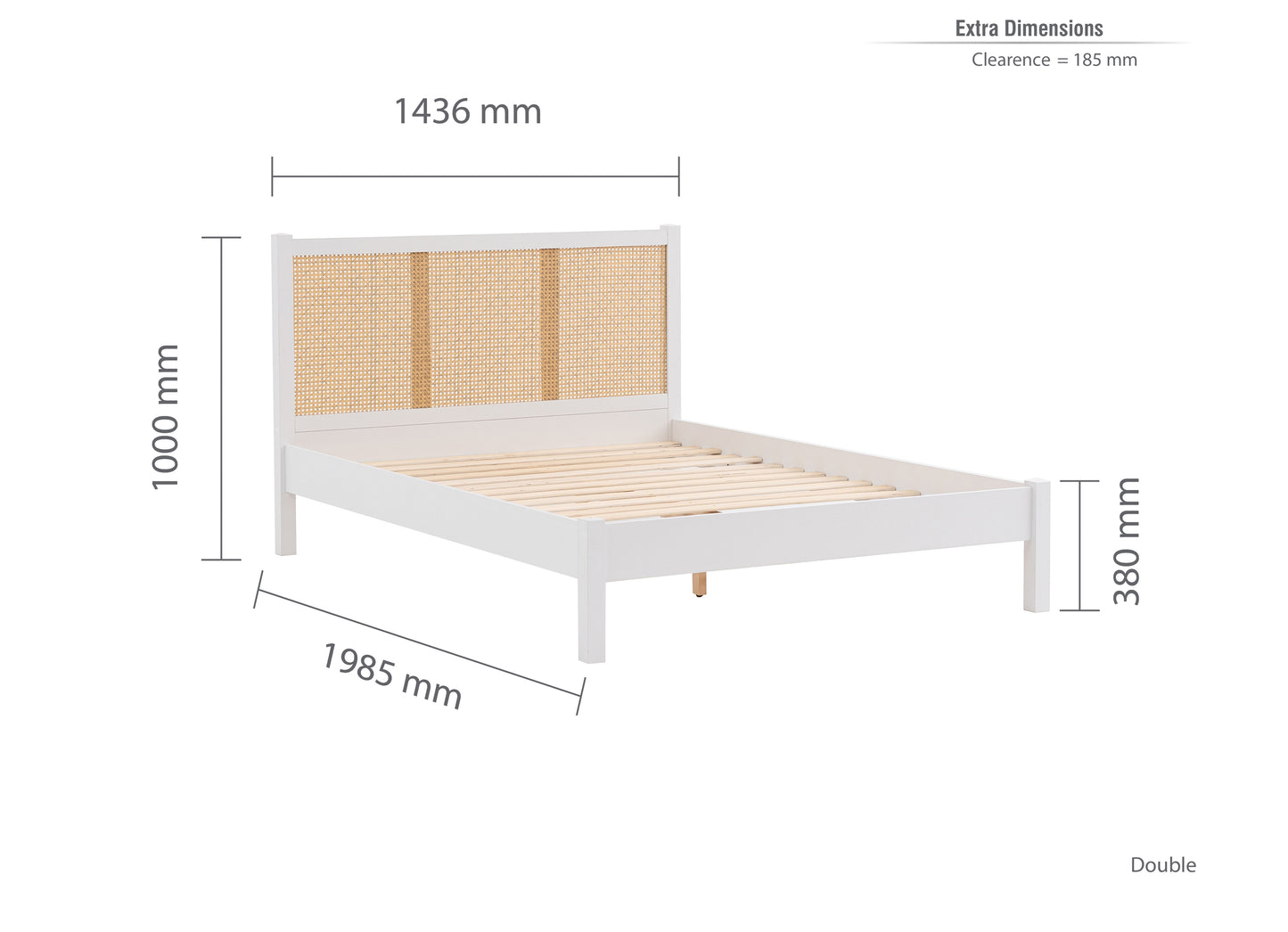 Croxley White Rattan Double Bed+ Heaven Double Mattress
