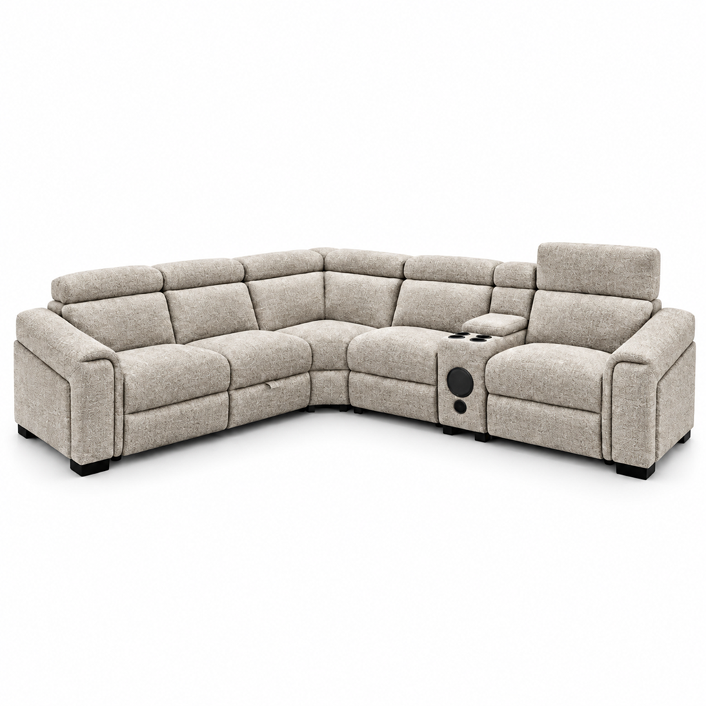 Cubbington Modular Cream Enzo Fabric with Console Corner Sofa