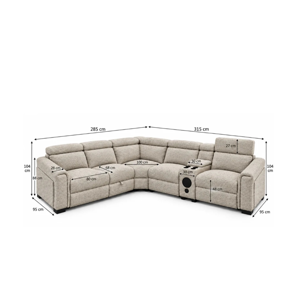 Cubbington Modular Cream Enzo Fabric with Console Corner Sofa