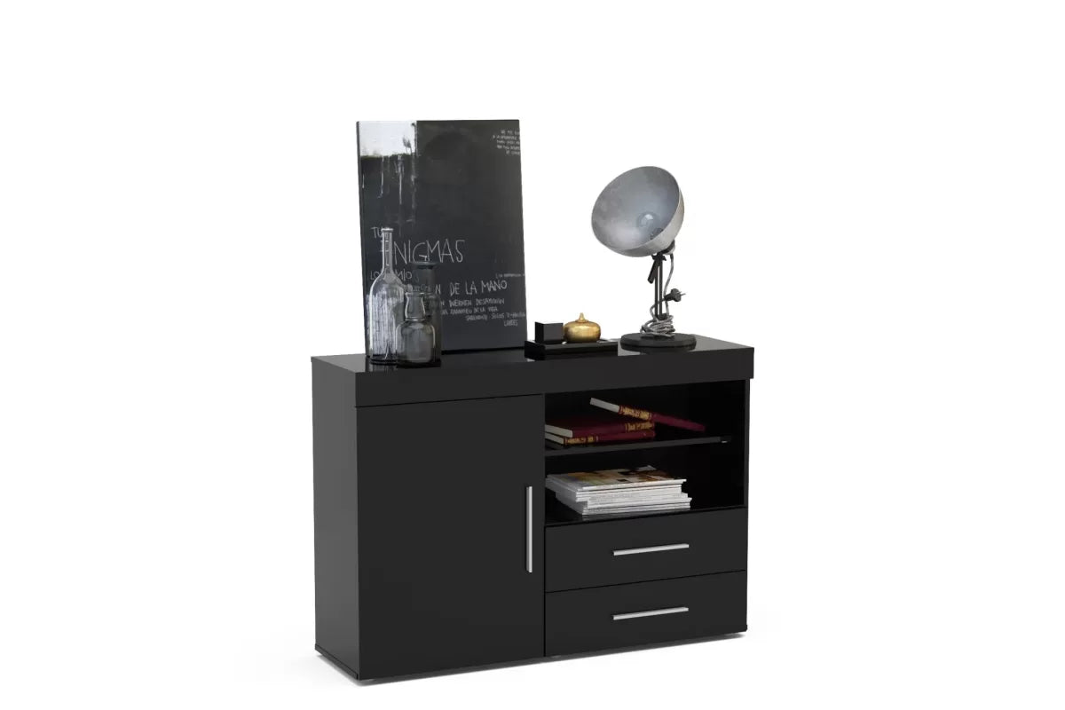 Edgeware Black 1 Door 2 Drawer Sideboard