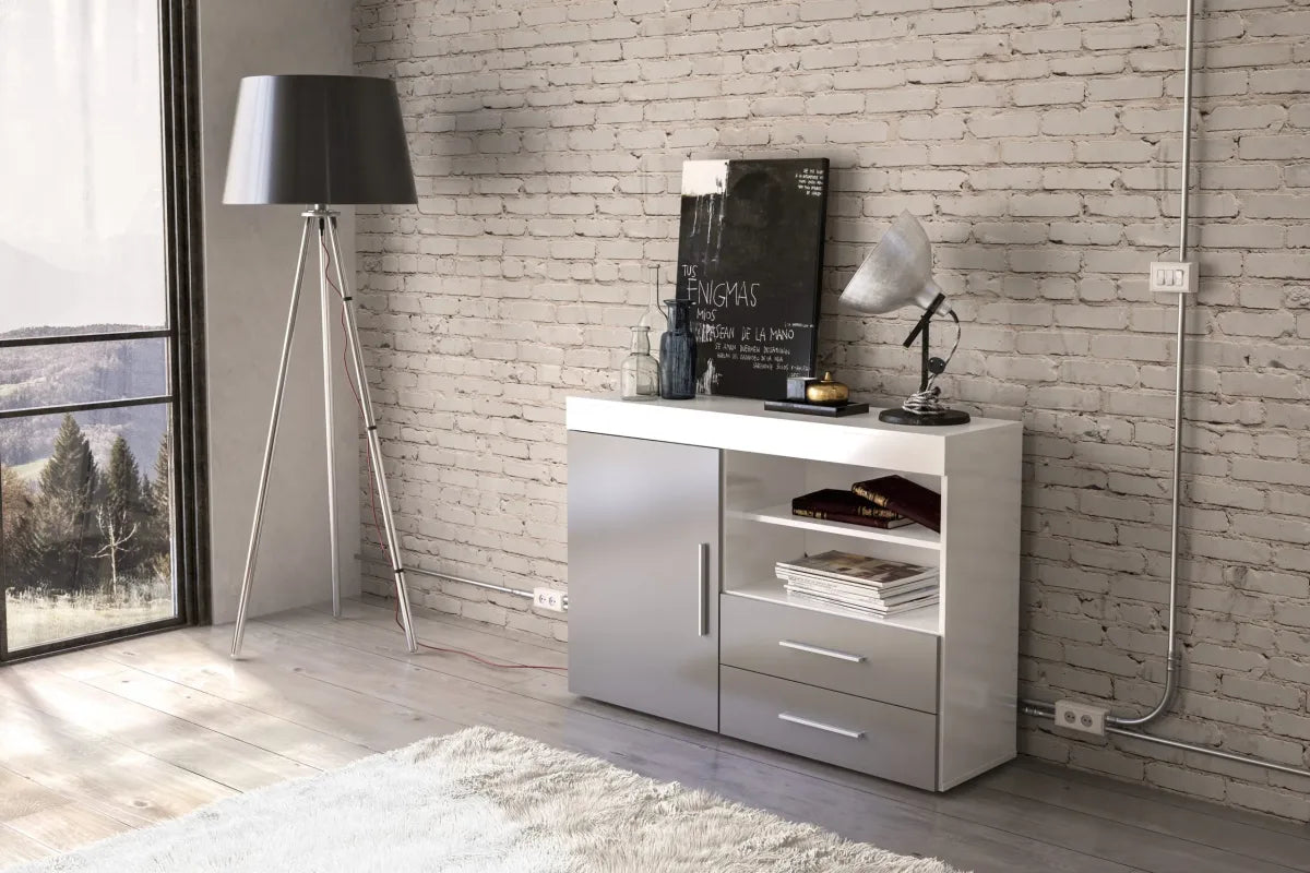 Edgeware White & Grey 1 Door 2 Drawer Sideboard