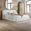Eden White Boucle King Bed + Sleep Happy Heaven 1000 Pocket Sprung Coolgel King Mattress