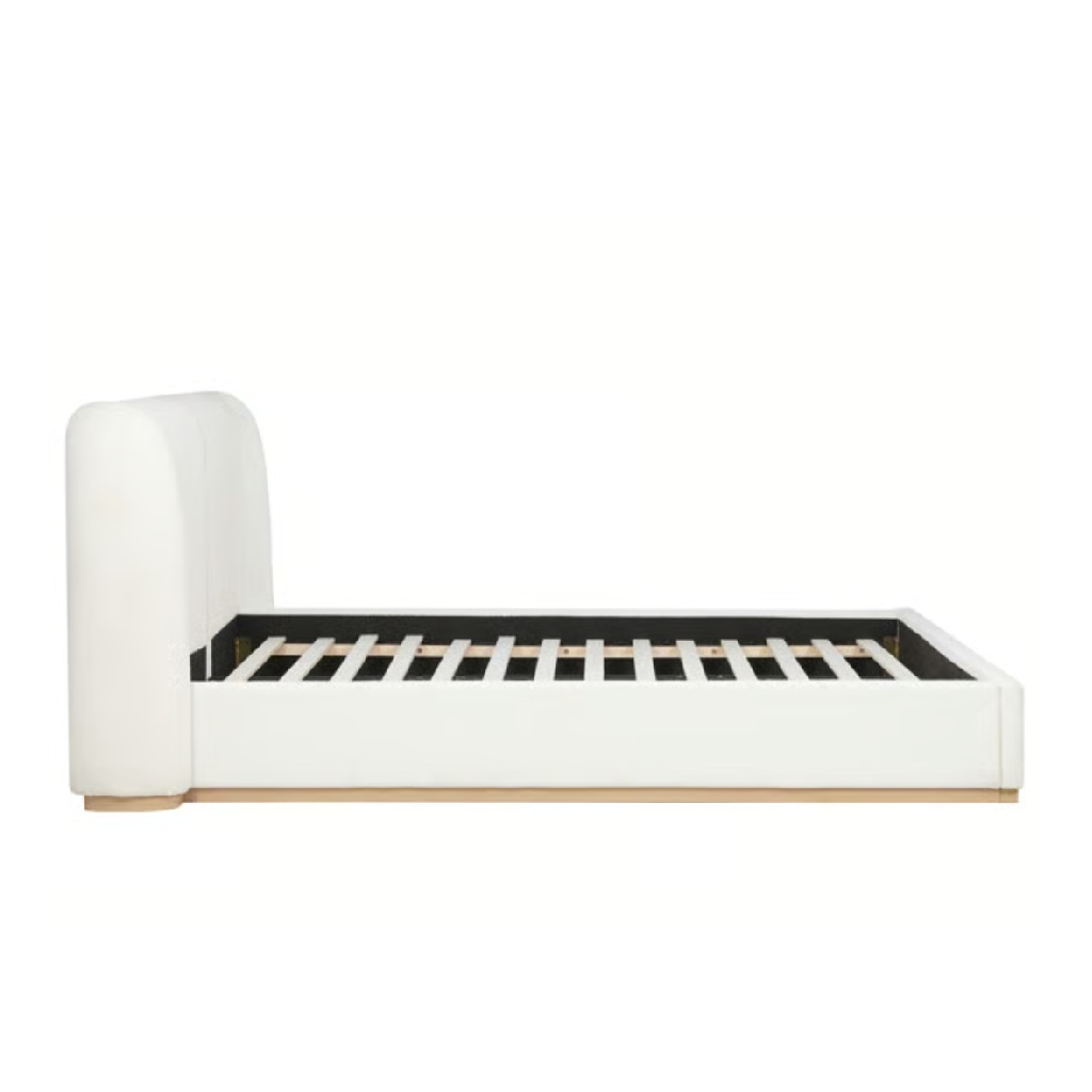 Eden White Boucle King Bed + Sleep Happy Heaven 1000 Pocket Sprung Coolgel King Mattress