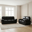 Ferona Black Leather 3+2 Seater Sofa Set