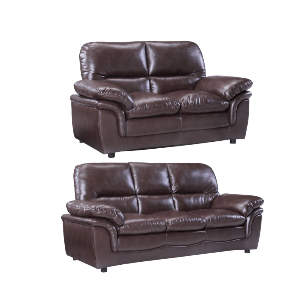 Ferona Brown Leather 3+2 Seater Sofa Set