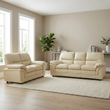 Ferona Cream Leather 3+2 Seater Sofa Set