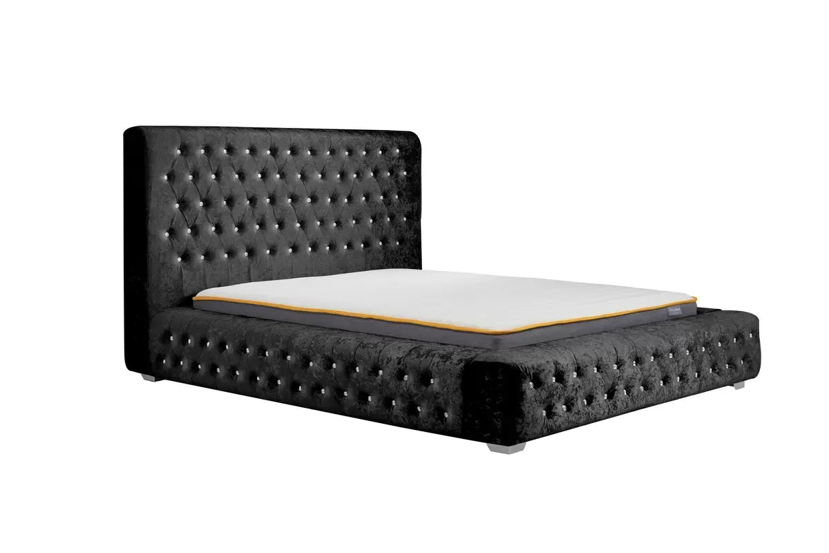 Grande Black Crushed Velvet Super King Bed