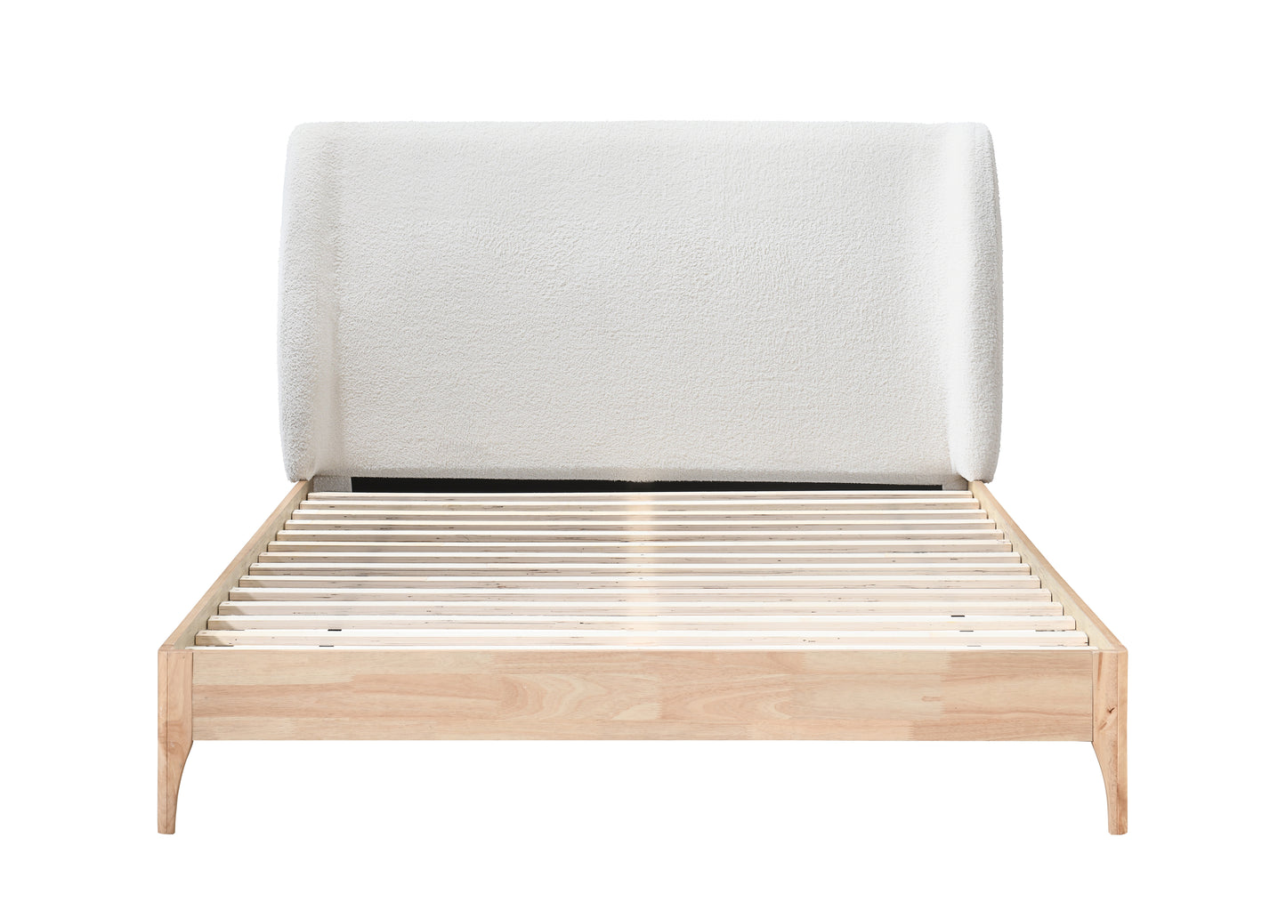 Halfden White Boucle Double Bed + Heaven Double Mattress