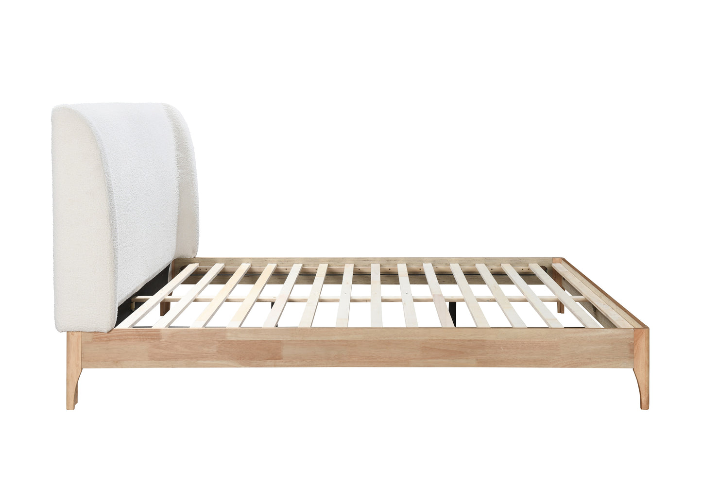 Halfden White Boucle Double Bed + Heaven Double Mattress