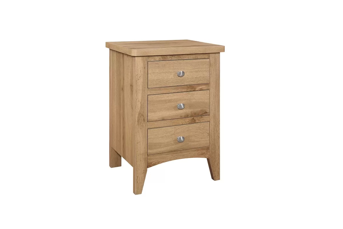 Hampstead Oak 3 Drawer Bedside Oak
