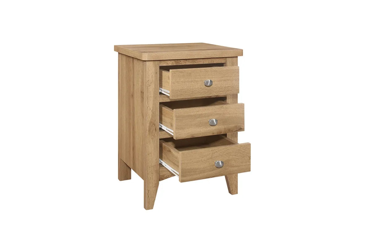 Hampstead Oak 3 Drawer Bedside Oak